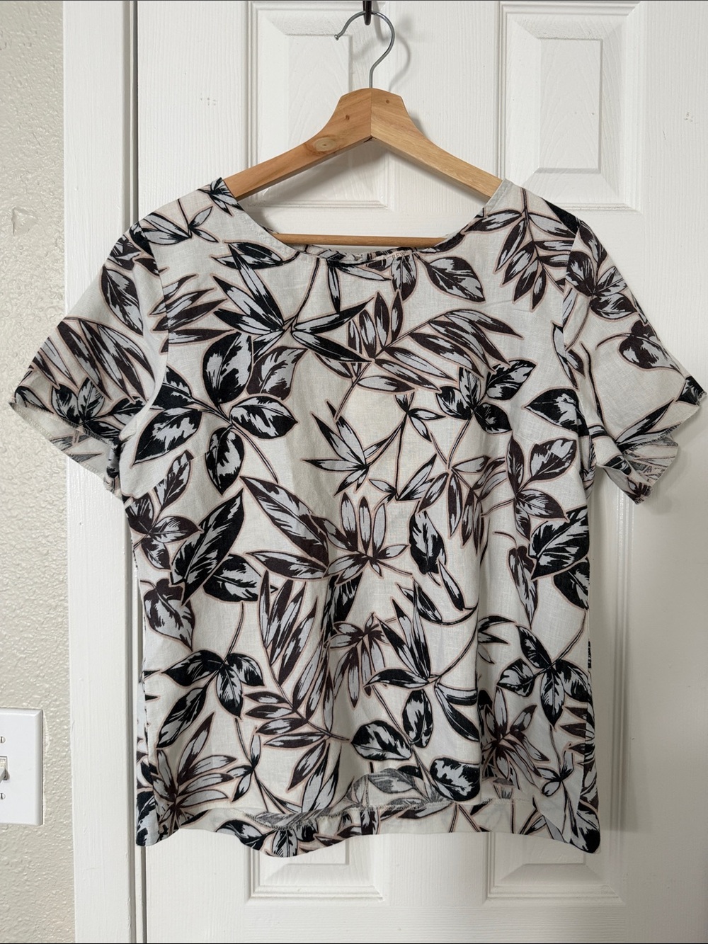 J.Crew Linen Cotton Floral Botanical Top Blouse Size Large